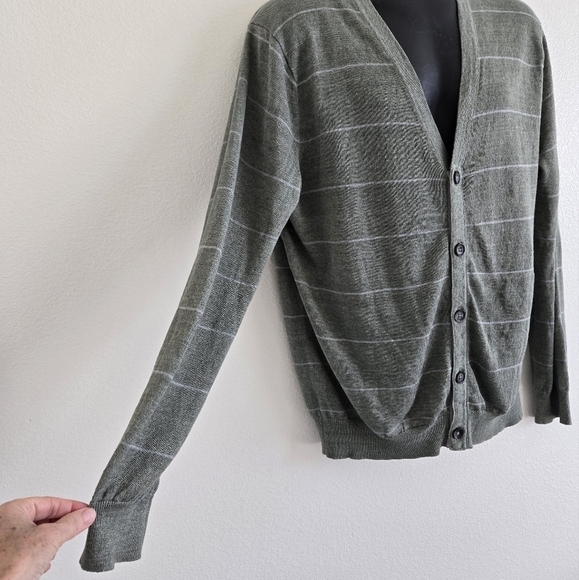 Banana Republic Cashmere Linen Blend V-neck Cardigan Sweater Size Large - Picture 4 of 15